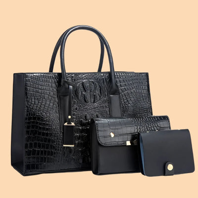 Botha™ Ashley - Elegant handbag set with crocodile print wallet and clutch