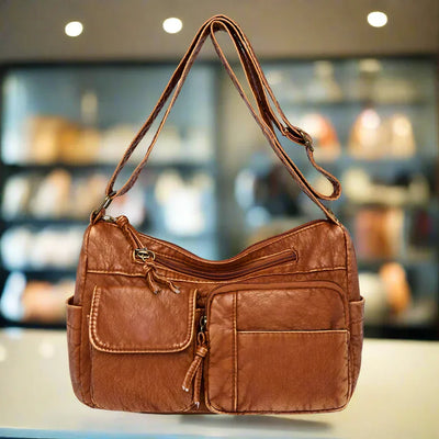 Botha™ | Piper Vintage leather shoulder bag with multiple compartments