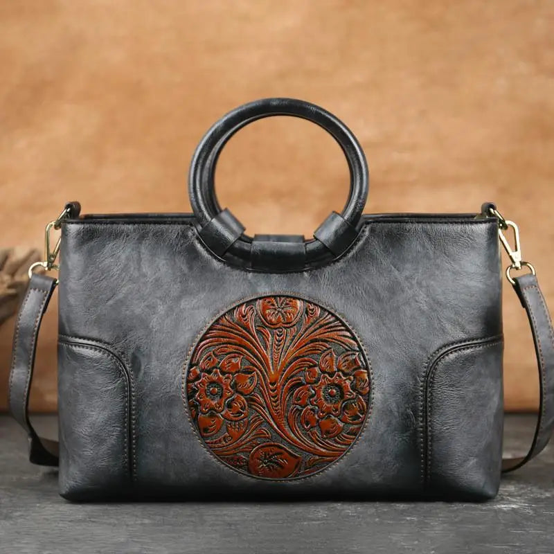 Botha™ | Eliza Leather handbag with vintage relief