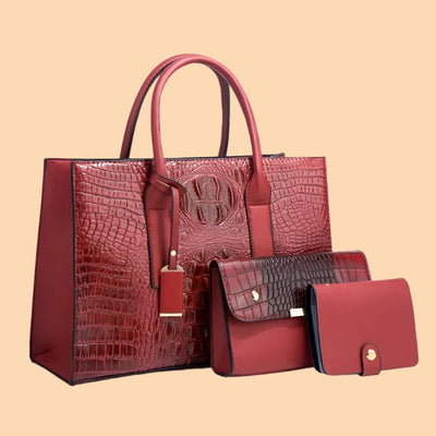 Botha™ Ashley - Elegant handbag set with crocodile print wallet and clutch