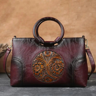 Botha™ | Eliza Leather handbag with vintage relief