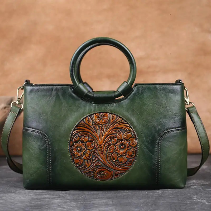 Botha™ | Eliza Leather handbag with vintage relief