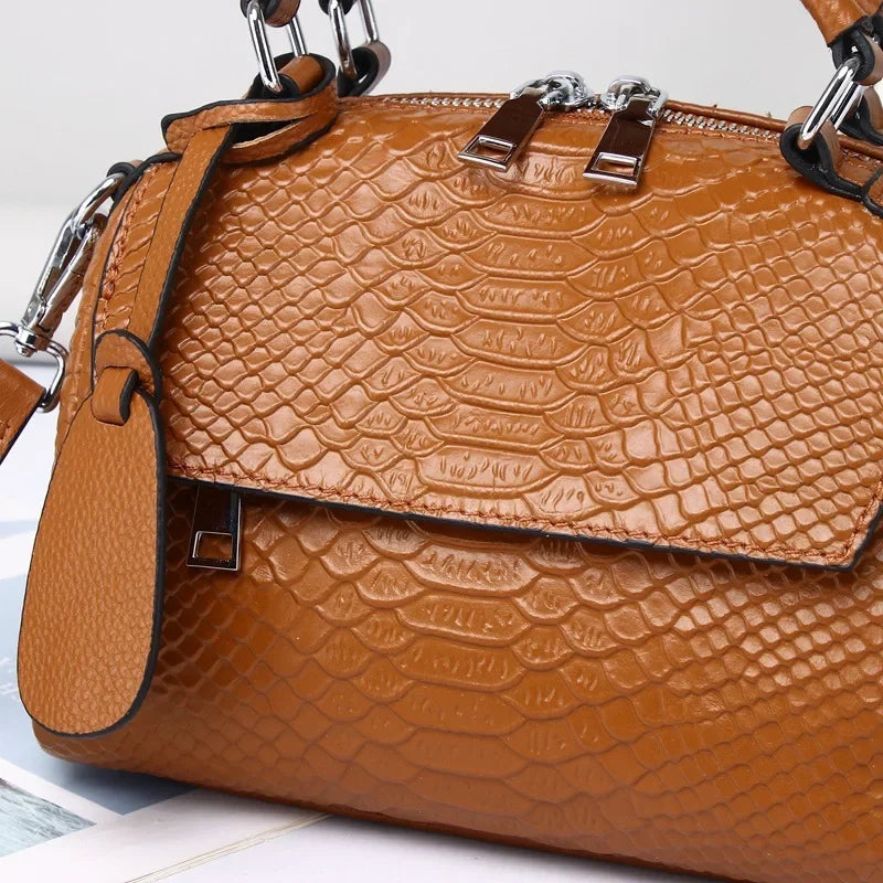 Botha™ Selah - Elegant leather handbag with crocodile print