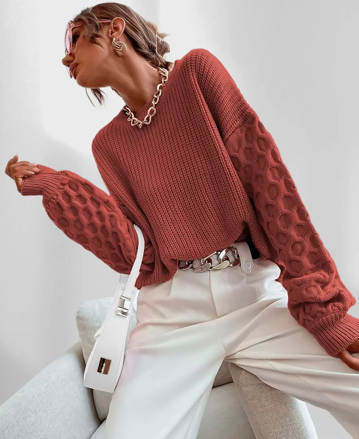 Botha™ Alexa - Ribbed Knit Drop Shoulder Sweater